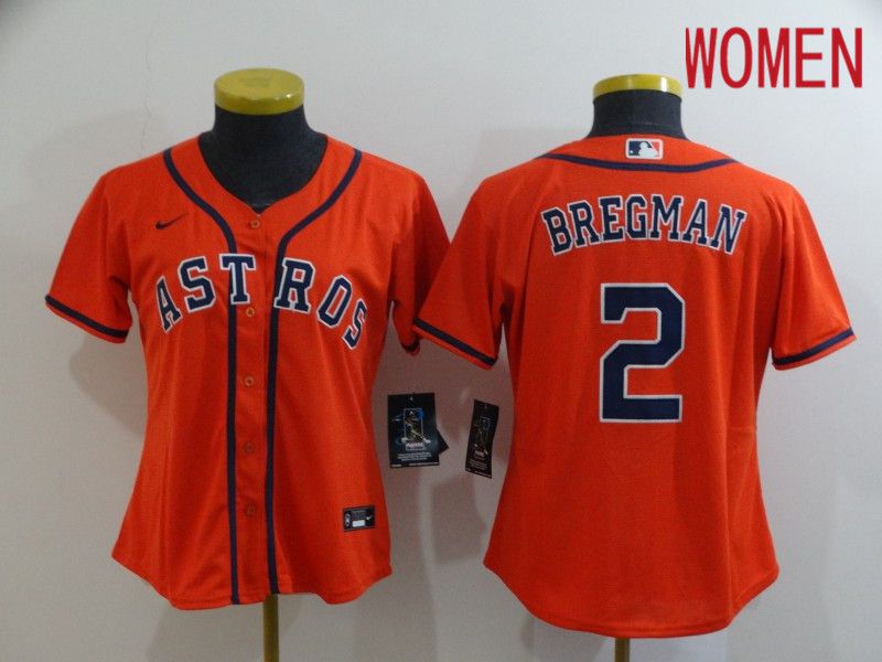 Women Houston Astros #2 Bregman Orange Nike Game MLB Jerseys->youth mlb jersey->Youth Jersey